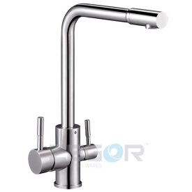   Zegor inox álló egykaros szűrtvizes kétutas kerámiabetétes kombinált mosogató csaptelep SAP18-A090