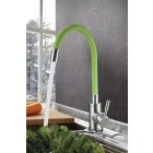 Zegor inox álló egykaros kerámiabetétes mosogató csaptelep zöld flexibilis kifolyócsővel SAP4-F090GN