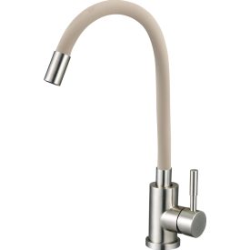   Zegor inox álló egykaros kerámiabetétes mosogató csaptelep bézs flexibilis kifolyócsővel