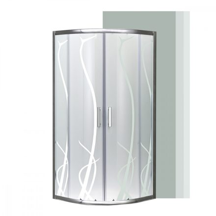 Spirit Bamboo 80x80 cm íves tolóajtós zuhanykabin 5 mm biztonsági üveggel tálca nélkül, króm kerettel, 180 cm magas
