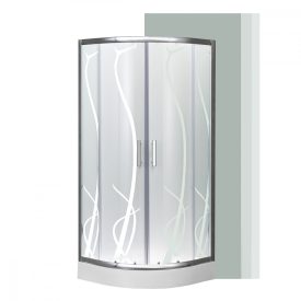   Spirit Bamboo 80x80 cm íves tolóajtós zuhanykabin 5 mm biztonsági üveggel zuhanytálcával, króm kerettel, 180 cm magas