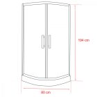 Spirit Bamboo 80x80 cm íves tolóajtós zuhanykabin 5 mm biztonsági üveggel zuhanytálcával, króm kerettel, 180 cm magas