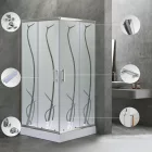 Spirit Bamboo 90x90 cm két tolóajtós szögletes zuhanykabin, 5 mm üveggel, zuhanytálcával, króm