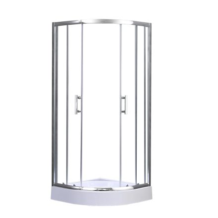 Spirit Clear 80x80 cm íves tolóajtós zuhanykabin 5 mm biztonsági üveggel zuhanytálcával, króm kerettel, 180 cm magas