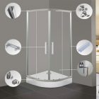 Spirit Clear 80x80 cm íves tolóajtós zuhanykabin 5 mm biztonsági üveggel zuhanytálcával, króm kerettel, 180 cm magas