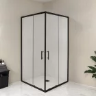 Spirit Clear Black 90x90 cm két tolóajtós szögletes zuhanykabin, 5 mm üveggel, zuhanytálca nélkül, króm