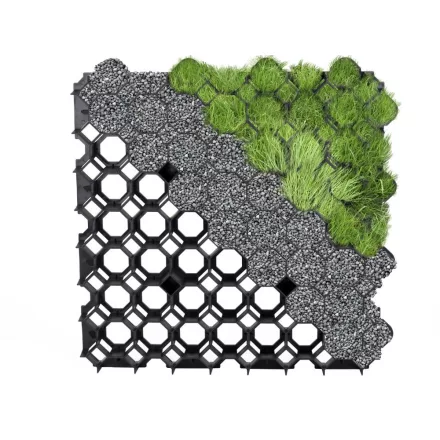 Zöld műanyag gyeprács 49,2 × 49,2 cm – 4 cm magas, 3500 kg/m² teherbírás