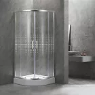 Spirit Mátrix 90x90 cm íves tolóajtós zuhanykabin 5 mm biztonsági üveggel zuhanytálcával, króm kerettel, 180 cm magas