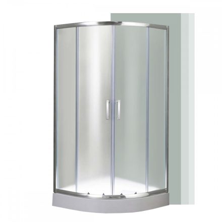 Spirit Matt 80x80 cm íves tolóajtós zuhanykabin 5 mm biztonsági üveggel zuhanytálcával, króm kerettel, 180 cm magas