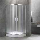 Spirit Matt 80x80 cm íves tolóajtós zuhanykabin 5 mm biztonsági üveggel zuhanytálcával, króm kerettel, 180 cm magas