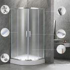 Spirit Matt 80x80 cm íves tolóajtós zuhanykabin 5 mm biztonsági üveggel zuhanytálcával, króm kerettel, 180 cm magas