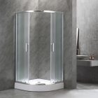 Spirit Matt 80x80 cm íves tolóajtós zuhanykabin 5 mm biztonsági üveggel zuhanytálcával, króm kerettel, 180 cm magas