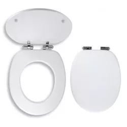   Lecsapódásgátlós fehér MDF WC ülőke, Easy Click rozsdamentes fémzsanérral
