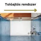 Stuxi Delhi 100x90 falsíkra szerelhető 3 oldalú tolóajtós zuhanykabin 6 mm vastag vízlepergető biztonsági üveggel, krómozott elemekkel, 200 cm magas