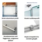 Stuxi Delhi 100x90 falsíkra szerelhető 3 oldalú tolóajtós zuhanykabin 6 mm vastag vízlepergető biztonsági üveggel, krómozott elemekkel, 200 cm magas
