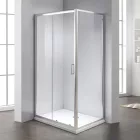 Stuxi Delhi 120x90 aszimmetrikus szögletes tolóajtós zuhanykabin 6 mm vastag vízlepergető biztonsági üveggel, krómozott elemekkel, 200 cm magas