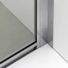 Stuxi Delhi 120x90 aszimmetrikus szögletes tolóajtós zuhanykabin 6 mm vastag vízlepergető biztonsági üveggel, krómozott elemekkel, 200 cm magas