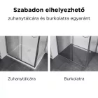 Stuxi Delhi 120x90 aszimmetrikus szögletes tolóajtós zuhanykabin 6 mm vastag vízlepergető biztonsági üveggel, krómozott elemekkel, 200 cm magas