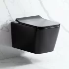 Tina perem nélküli matt fekete mély öblítésű fali rimless WC soft close ülőkével