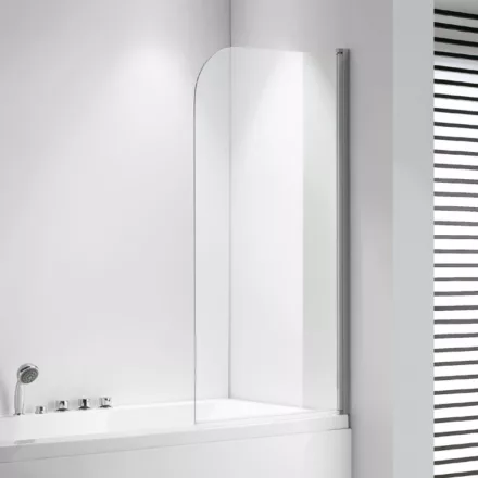 Stuxi Ravenna 75x140 kihajtható 1 szárnyú kádparaván 6 mm vastag vízlepergető biztonsági üveggel, krómozott elemekkel