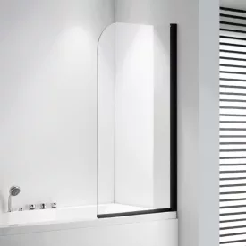   Stuxi Ravenna Black 75x140 kihajtható 1 szárnyú kádparaván 6 mm vastag vízlepergető biztonsági üveggel, fekete elemekkel