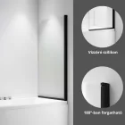 Stuxi Ravenna Black 75x140 kihajtható 1 szárnyú kádparaván 6 mm vastag vízlepergető biztonsági üveggel, fekete elemekkel