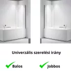 Stuxi Ravenna 75x140 kihajtható 1 szárnyú kádparaván 6 mm vastag vízlepergető biztonsági üveggel, krómozott elemekkel