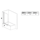 Stuxi Ravenna 75x140 kihajtható 1 szárnyú kádparaván 6 mm vastag vízlepergető biztonsági üveggel, krómozott elemekkel