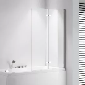   Stuxi Ravenna 100x140 összecsukható 2 szárnyú kádparaván 6 mm vastag vízlepergető biztonsági üveggel, krómozott elemekkel