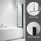 Stuxi Ravenna Black 100x140 összecsukható 2 szárnyú kádparaván 6 mm vastag vízlepergető biztonsági üveggel, fekete elemekkel