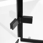 Stuxi Ravenna Black 100x140 összecsukható 2 szárnyú kádparaván 6 mm vastag vízlepergető biztonsági üveggel, fekete elemekkel