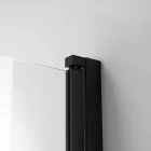 Stuxi Ravenna Black 100x140 összecsukható 2 szárnyú kádparaván 6 mm vastag vízlepergető biztonsági üveggel, fekete elemekkel