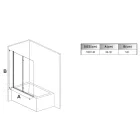 Stuxi Ravenna Black 100x140 összecsukható 2 szárnyú kádparaván 6 mm vastag vízlepergető biztonsági üveggel, fekete elemekkel