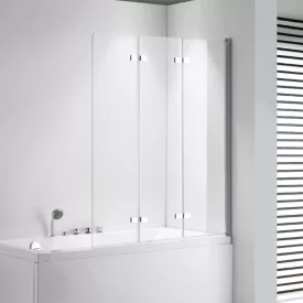   Stuxi Ravenna 120x140 összecsukható 3 szárnyú kádparaván 6 mm vastag vízlepergető biztonsági üveggel, krómozott elemekkel