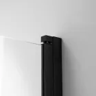 Stuxi Ravenna Black 120x140 összecsukható 3 szárnyú kádparaván 6 mm vastag vízlepergető biztonsági üveggel, fekete elemekkel