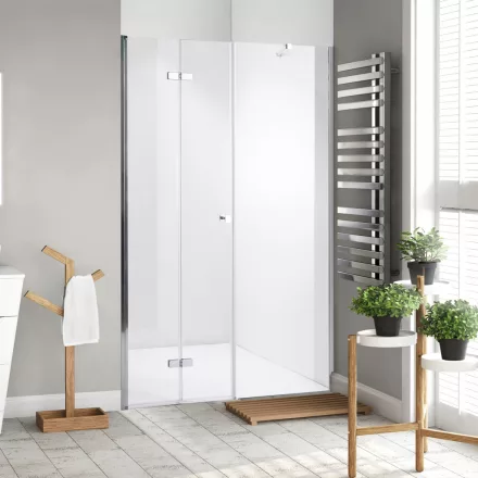 Stuxi Verona Fix 200 cm (80+120) széles csukló zuhanyajtó fix fallal, 6 mm vízlepergető üveggel, króm profillal, 195 cm magas