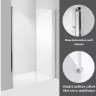 Stuxi Verona Fix 200 cm (80+120) széles csukló zuhanyajtó fix fallal, 6 mm vízlepergető üveggel, króm profillal, 195 cm magas