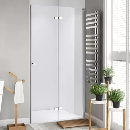 Stuxi Verona 80 cm széles csukló zuhanyajtó, 6 mm vízlepergető üveggel, króm profillal