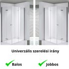 Stuxi Verona Duo 80x70 aszimmetrikus két csuklóajtós zuhanykabin 6 mm vízlepergető üveggel, króm