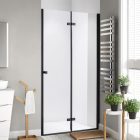 Stuxi Verona Black 110 cm széles csukló zuhanyajtó, 6 mm vízlepergető üveggel, fekete profillal
