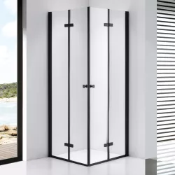   Stuxi Verona Duo Black 70x70 cm szögletes két csuklóajtós zuhanykabin, 6 mm vízlepergető üveggel, fekete