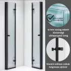 Stuxi Verona Duo Black 80x80 cm szögletes két csuklóajtós zuhanykabin, 6 mm vízlepergető üveggel, fekete