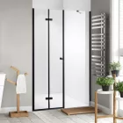 Stuxi Verona Fix Black 140 cm (70+70) széles csukló zuhanyajtó fix fallal, 6 mm vízlepergető üveggel, matt fekete profillal, 195 cm magas
