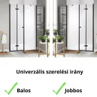 Stuxi Verona Fix Black 140 cm (70+70) széles csukló zuhanyajtó fix fallal, 6 mm vízlepergető üveggel, matt fekete profillal, 195 cm magas