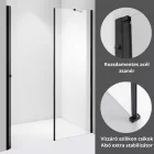 Stuxi Verona Fix Black 140 cm (70+70) széles csukló zuhanyajtó fix fallal, 6 mm vízlepergető üveggel, matt fekete profillal, 195 cm magas