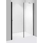 Stuxi Verona Fix Black 140 cm (70+70) széles csukló zuhanyajtó fix fallal, 6 mm vízlepergető üveggel, matt fekete profillal, 195 cm magas