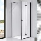 Stuxi Verona Black 80x80 cm szögletes csuklóajtós zuhanykabin, 6 mm vízlepergető üveggel, fekete elemekkel