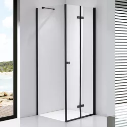   Stuxi Verona Black 70x70 cm szögletes csuklóajtós zuhanykabin, 6 mm vízlepergető üveggel, fekete elemekkel