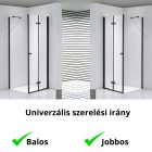 Stuxi Verona Black 120x120 cm szögletes csuklóajtós zuhanykabin, 6 mm vízlepergető üveggel, fekete elemekkel