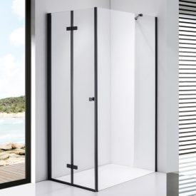   Stuxi Verona Black 70x80 aszimmetrikus csuklóajtós zuhanykabin 6 mm vízlepergető biztonsági üveggel, fekete